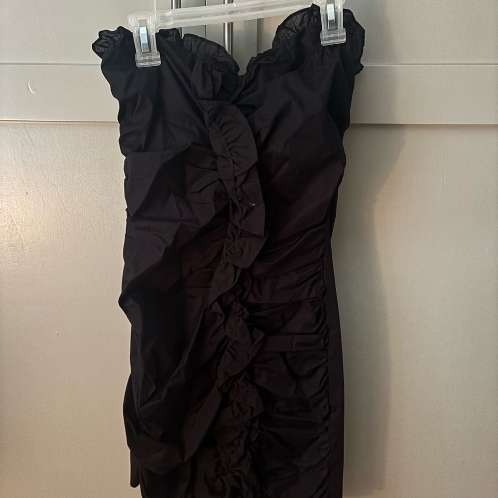 Zara Black Ruffled Strapless Dress